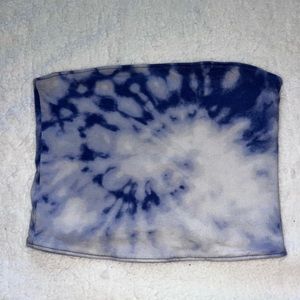 Reversible blue tie dye tube top